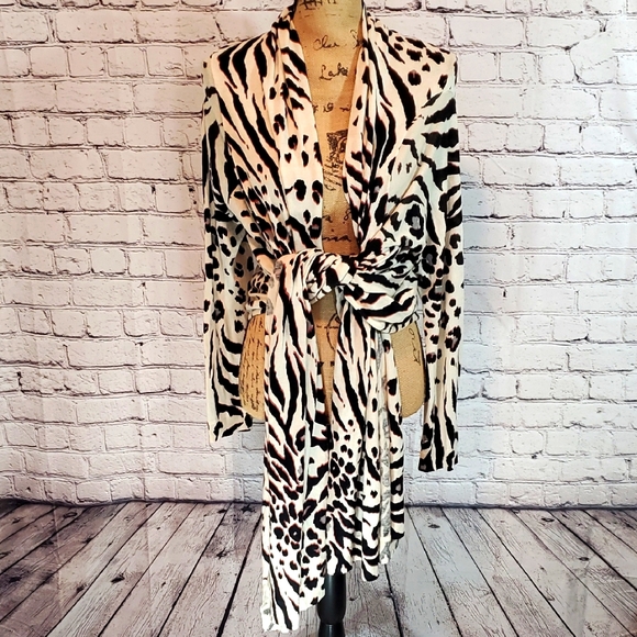 DKNY Cardigan Silk and Cashmere Animal Print Size M/L EUC - Picture 1 of 9